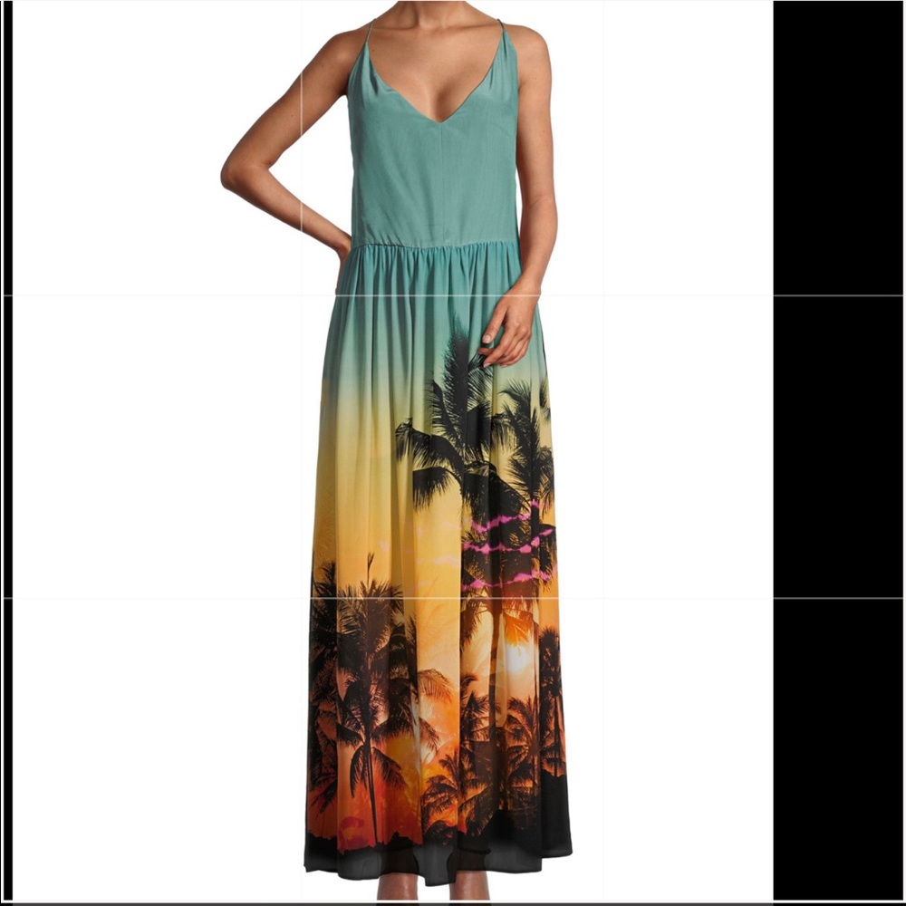BALMAIN Palm Tree Printed Maxi Dress. $1405 Size L